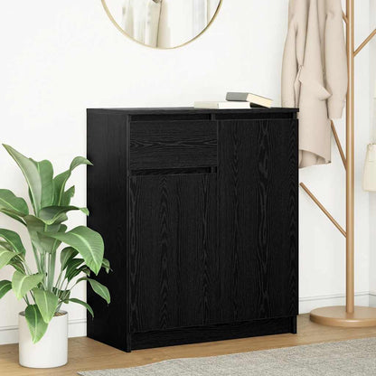 Credenza con Cassetto Rovere Nero 71x35x84 cm Legno Multistrato