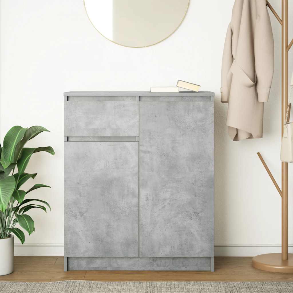 Credenza con Cassetto Grigio Cemento 71x35x84 cm in Truciolato