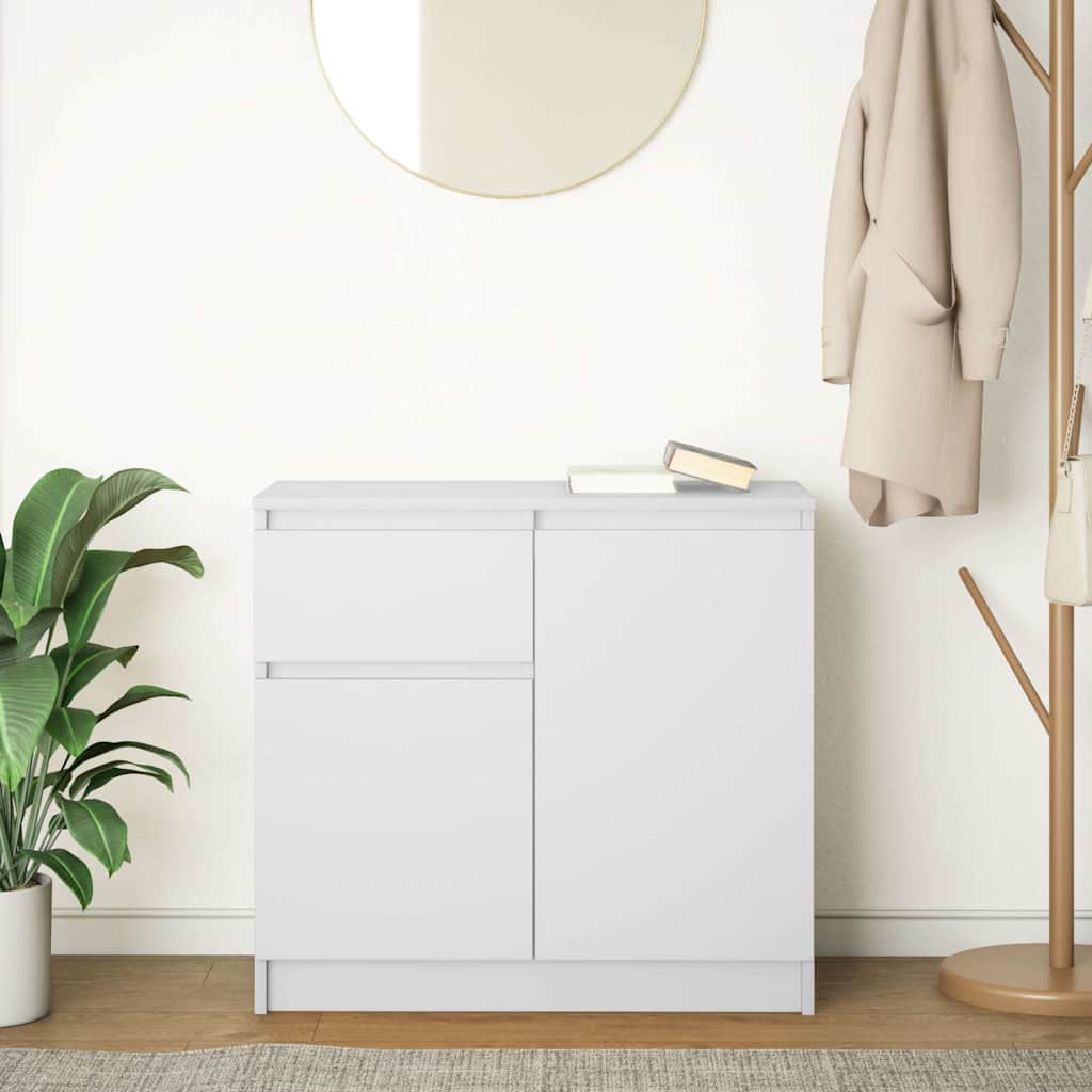 Credenza con Cassetto Bianco 71x35x65 cm in Legno Multistrato
