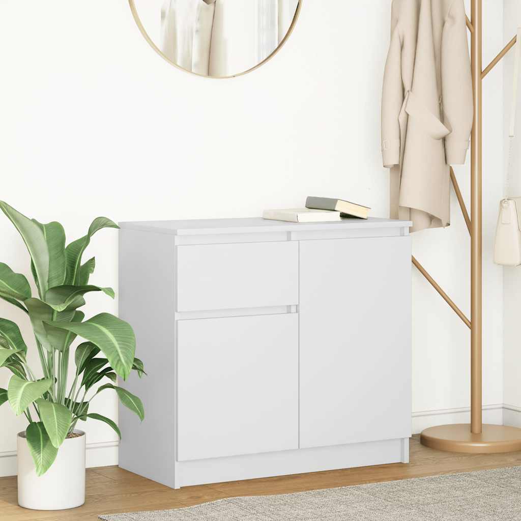 Credenza con Cassetto Bianco 71x35x65 cm in Legno Multistrato