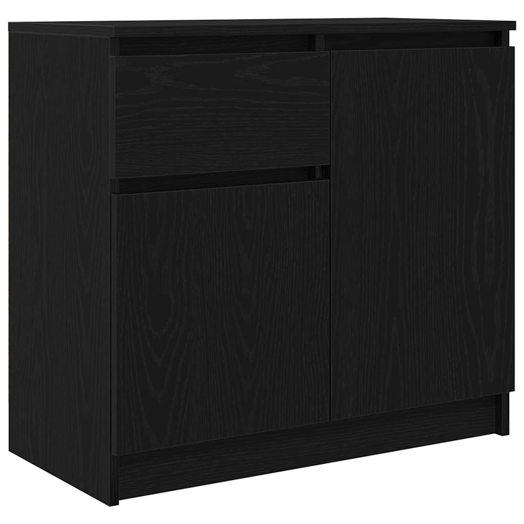 Credenza con Cassetto Rovere Nero 71x35x65 cm Legno Multistrato
