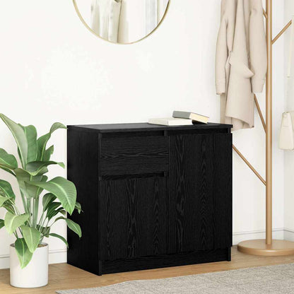 Credenza con Cassetto Rovere Nero 71x35x65 cm Legno Multistrato