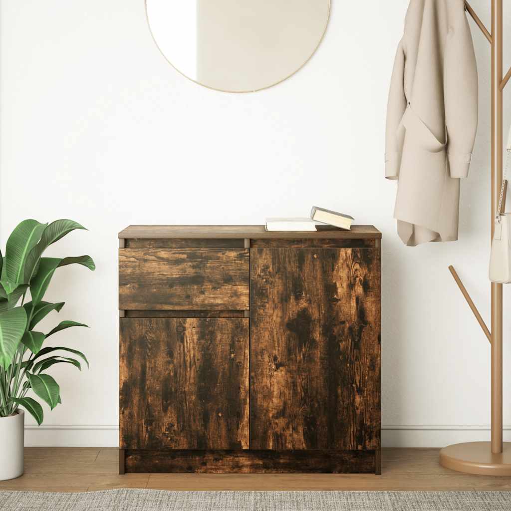 Credenza con Cassetto Rovere Fumo 71x35x65 cm in Truciolato