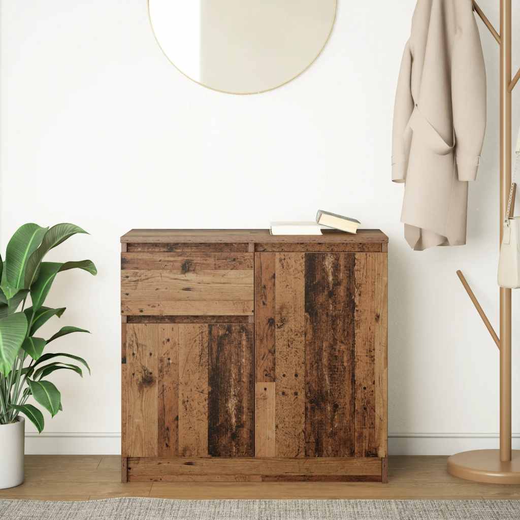 Credenza con Cassetto Legno Antico 71x35x65 cm in Truciolato