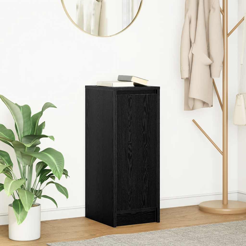 Credenza Rovere Nero 29,5x34x76 cm in Legno Multistrato