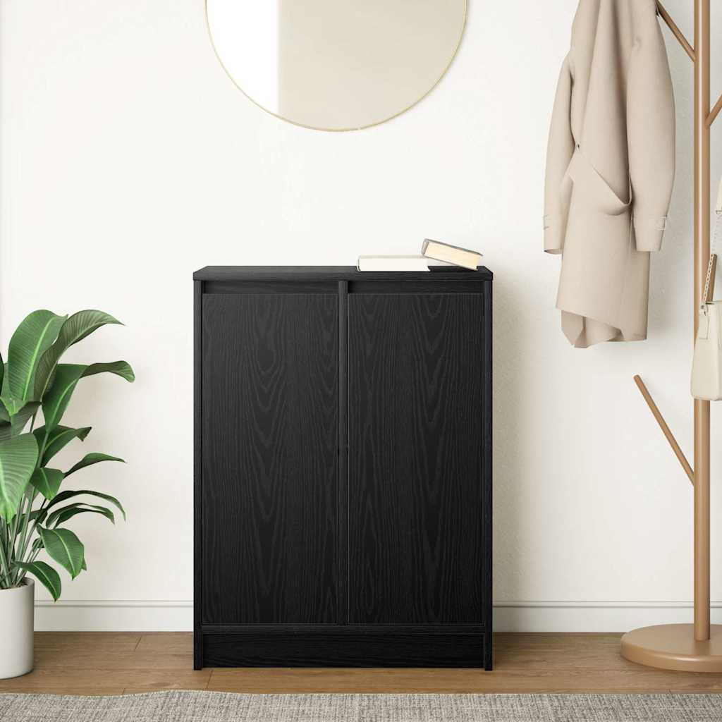 Credenza Rovere Nero 57x34x76 cm in Legno Multistrato