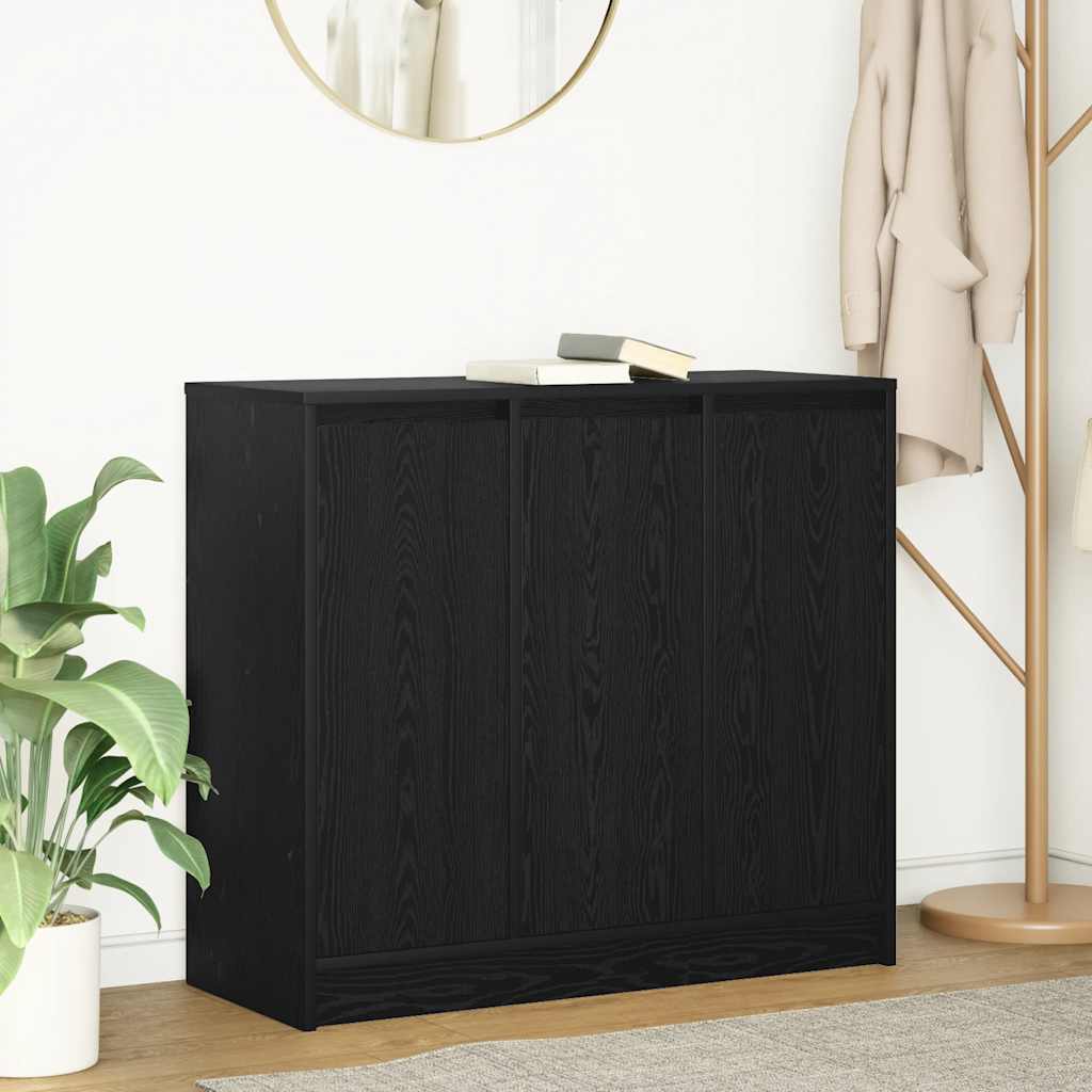 Credenza Rovere Nero 85x34x76 cm in Legno Multistrato