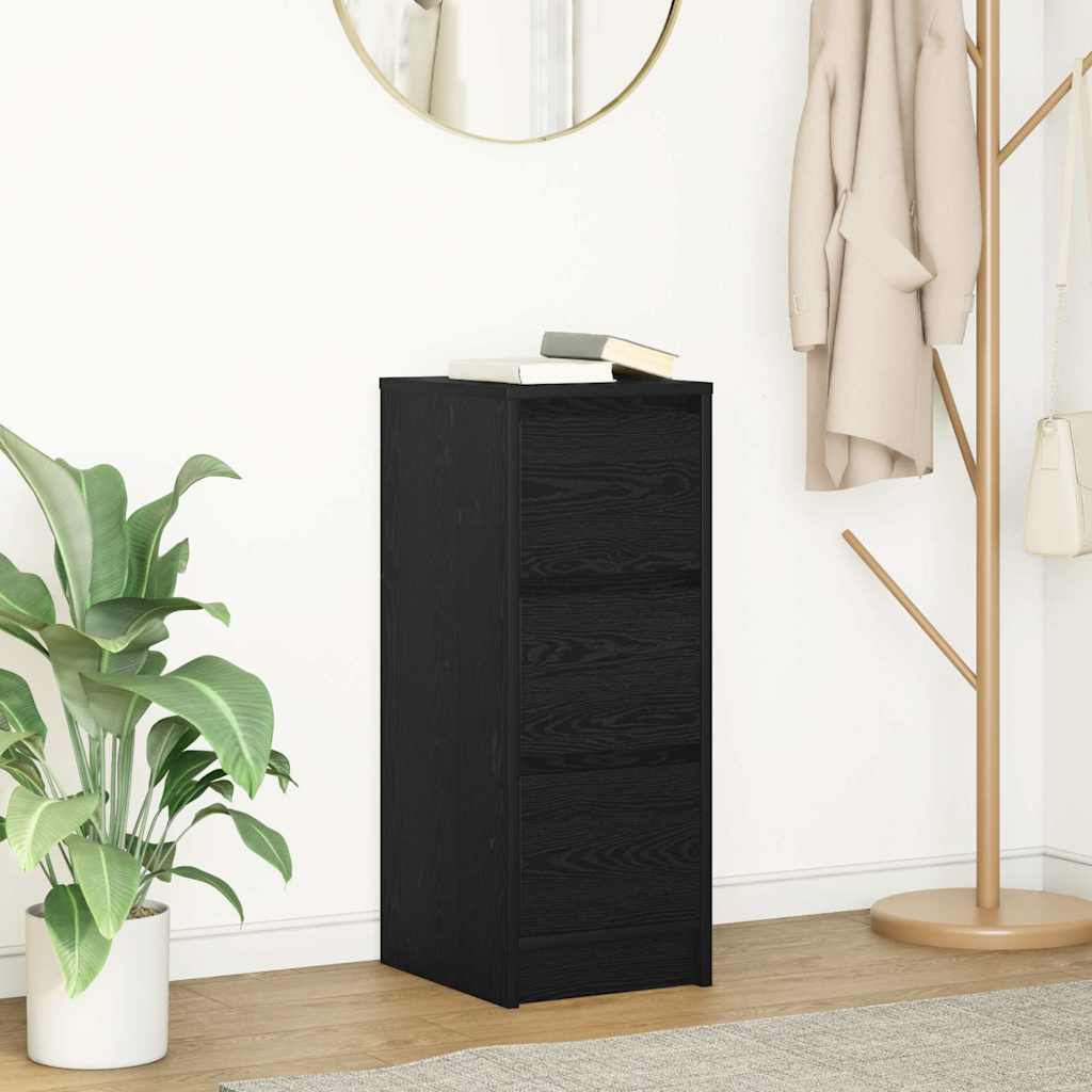 Credenza Rovere Nero 29,5x34x76 cm in Legno Multistrato