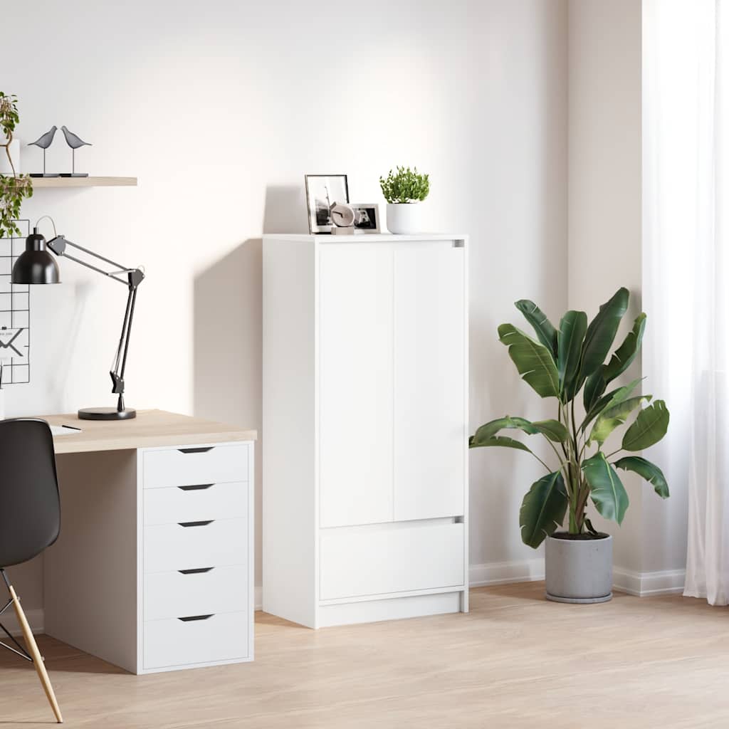 Armadio con Cassetto Bianco 55,5x34x119,5 cm Legno Multistrato