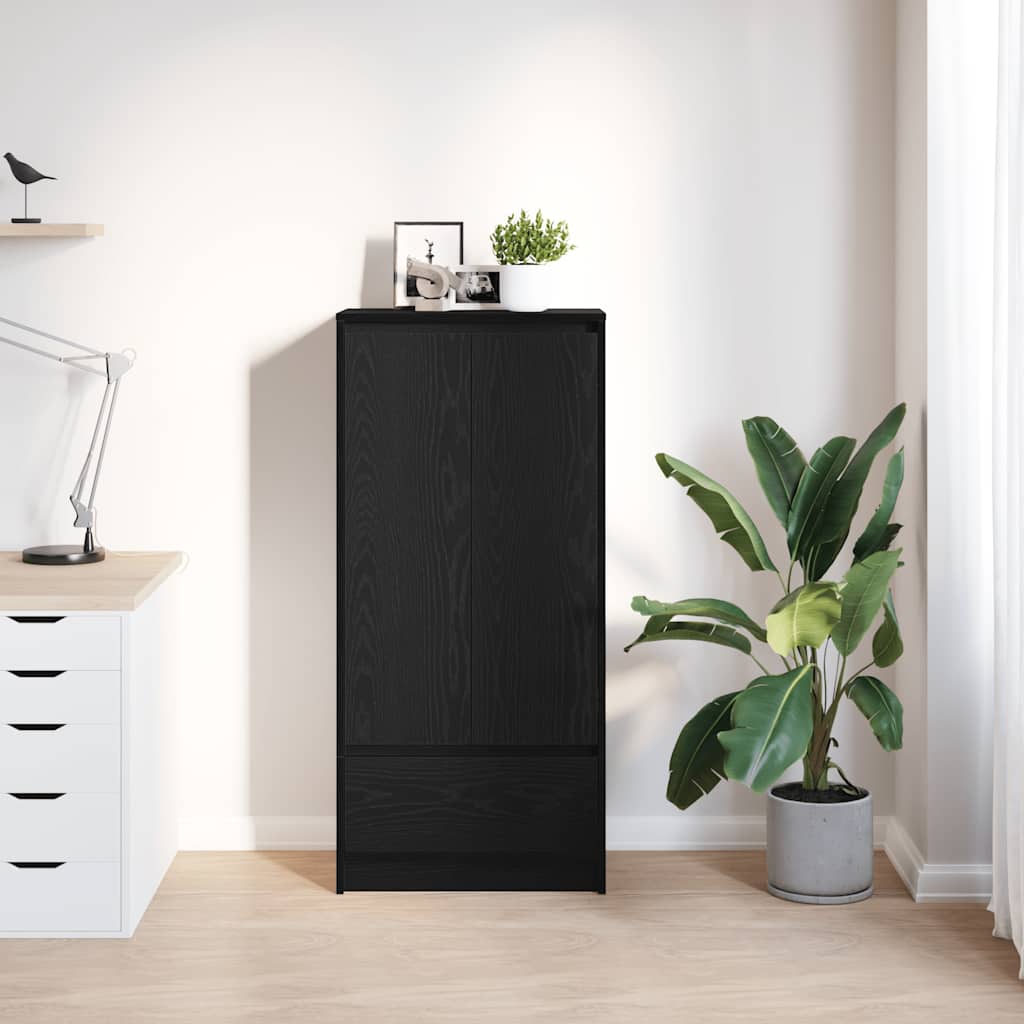Armadio con Cassetto Rovere Nero 55,5x34x119,5 cm in Truciolato
