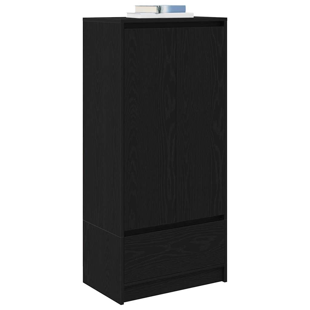 Armadio con Cassetto Rovere Nero 55,5x34x119,5 cm in Truciolato