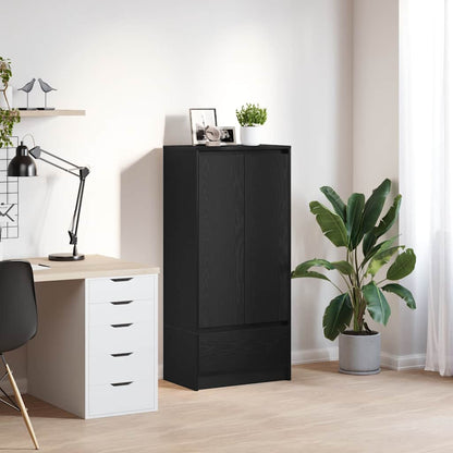 Armadio con Cassetto Rovere Nero 55,5x34x119,5 cm in Truciolato