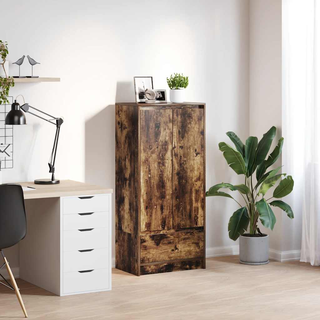 Armadio con Cassetto Rovere Fumo 55,5x34x119,5 cm in Truciolato