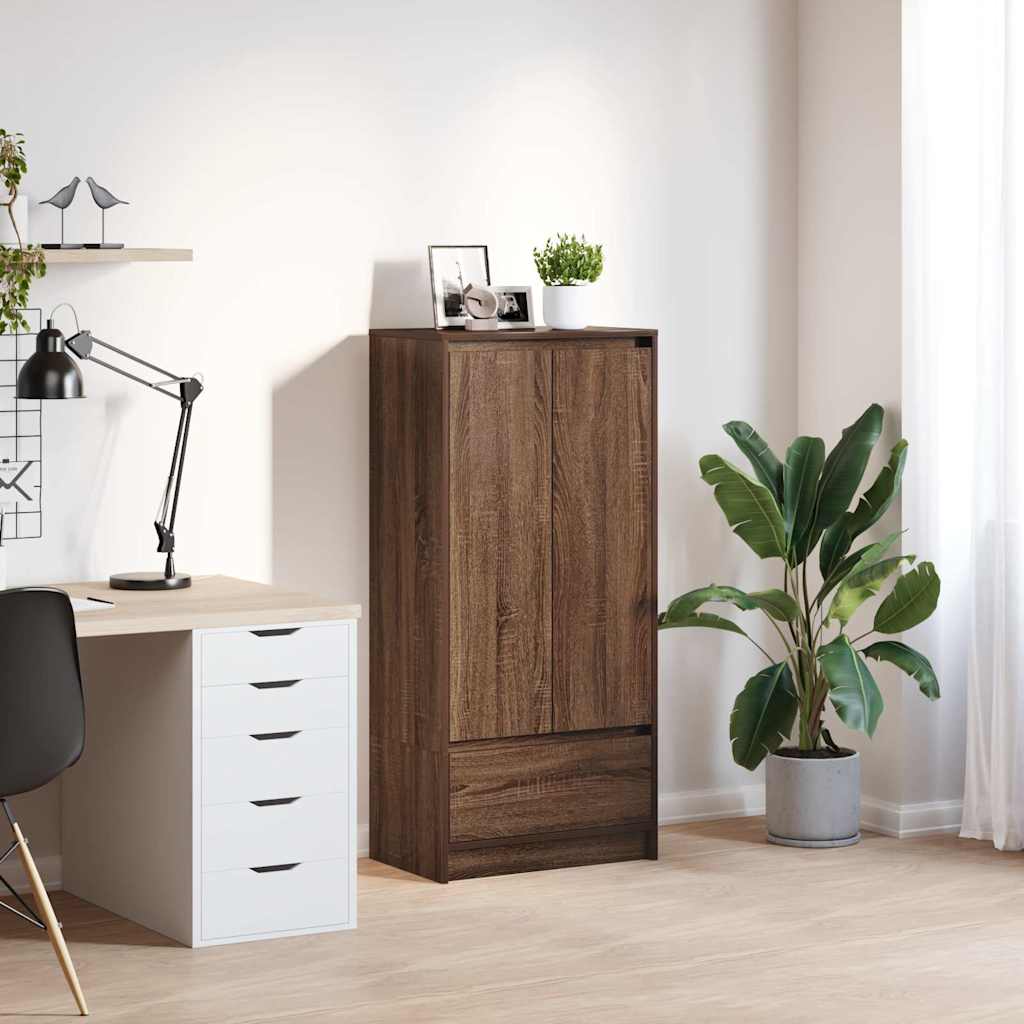 Armadio con Cassetto Rovere Marrone 55,5x34x119,5 cm Truciolato