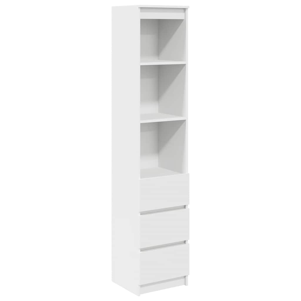 Credenza Bianca 37,5x35x180 cm in Legno Multistrato