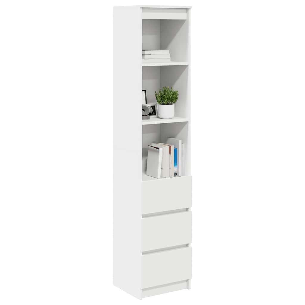 Credenza Bianca 37,5x35x180 cm in Legno Multistrato