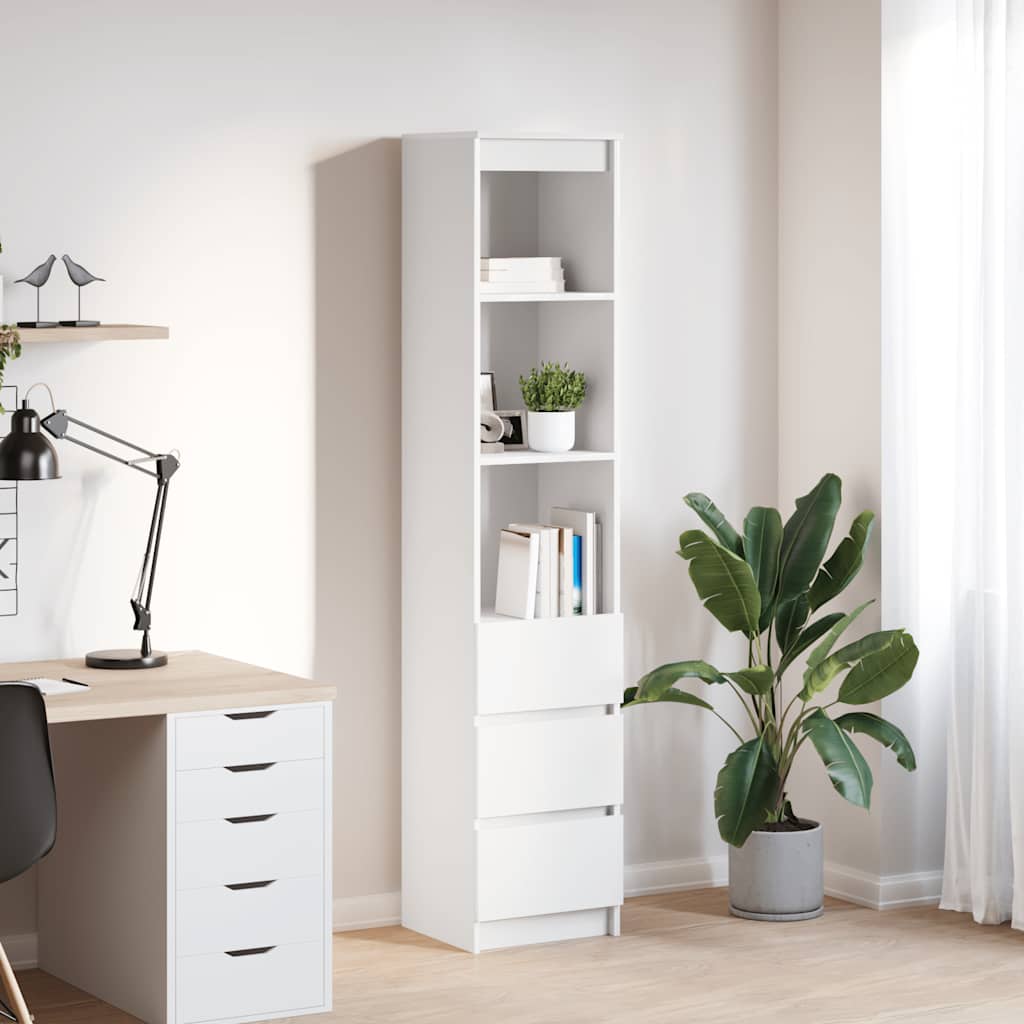 Credenza Bianca 37,5x35x180 cm in Legno Multistrato