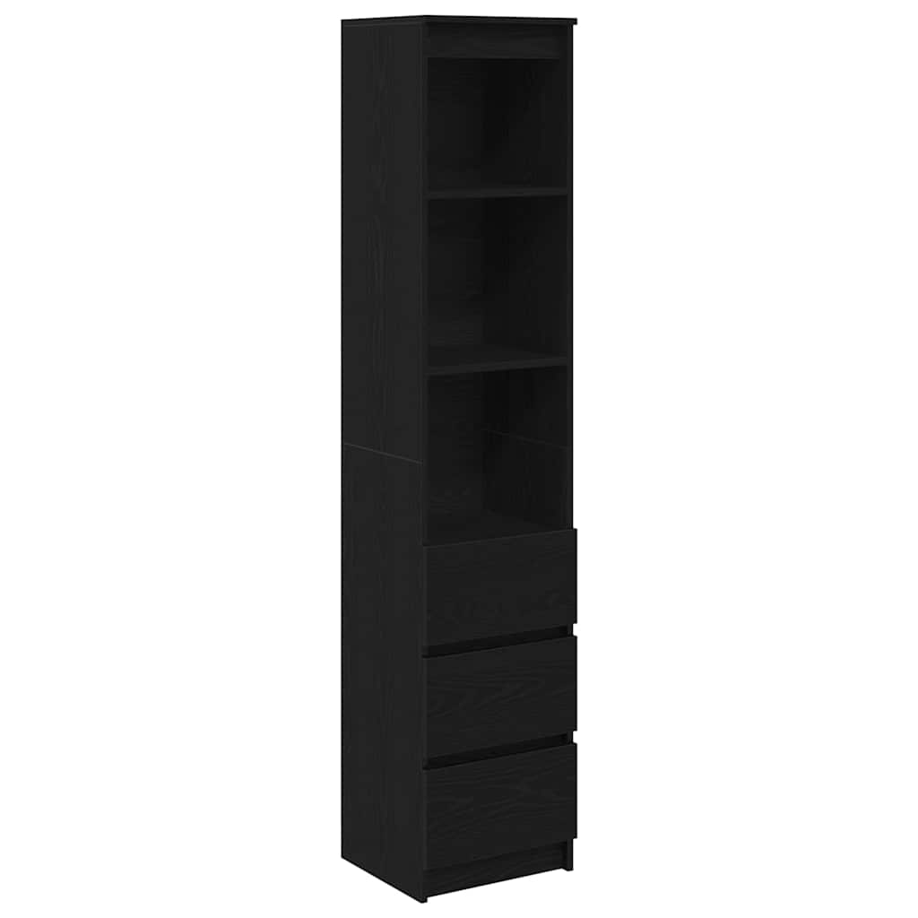 Credenza Rovere Nero 37,5x35x180 cm in Legno Multistrato