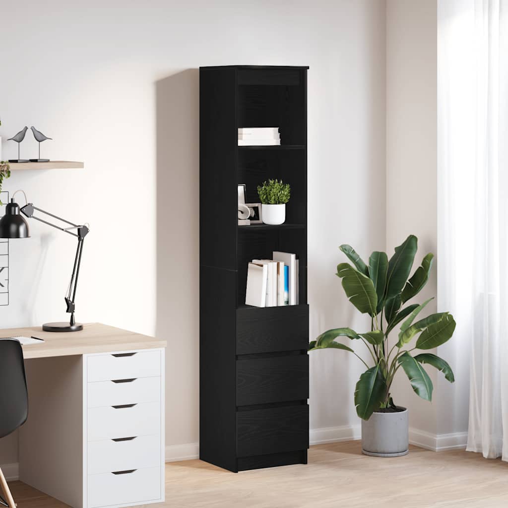 Credenza Rovere Nero 37,5x35x180 cm in Legno Multistrato