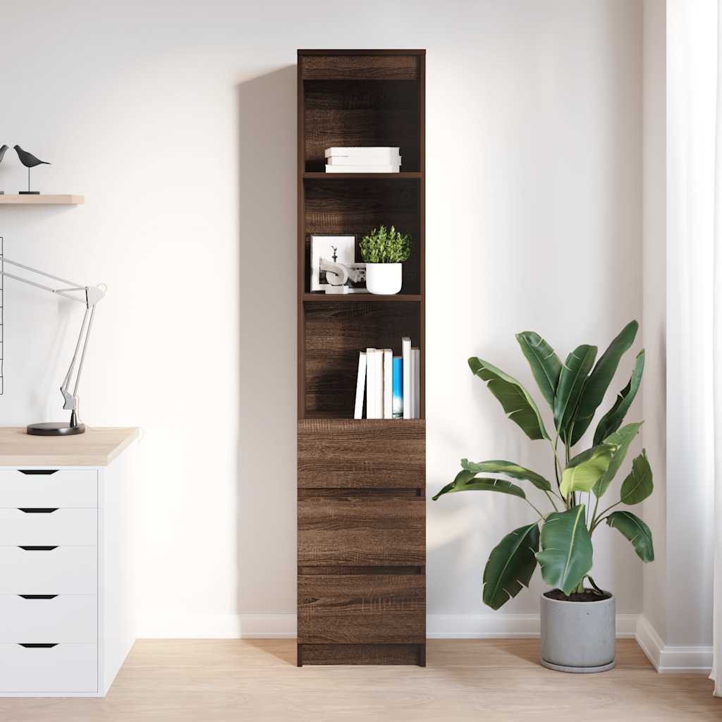 Credenza Rovere Marrone 37,5x35x180 cm in Legno Multistrato