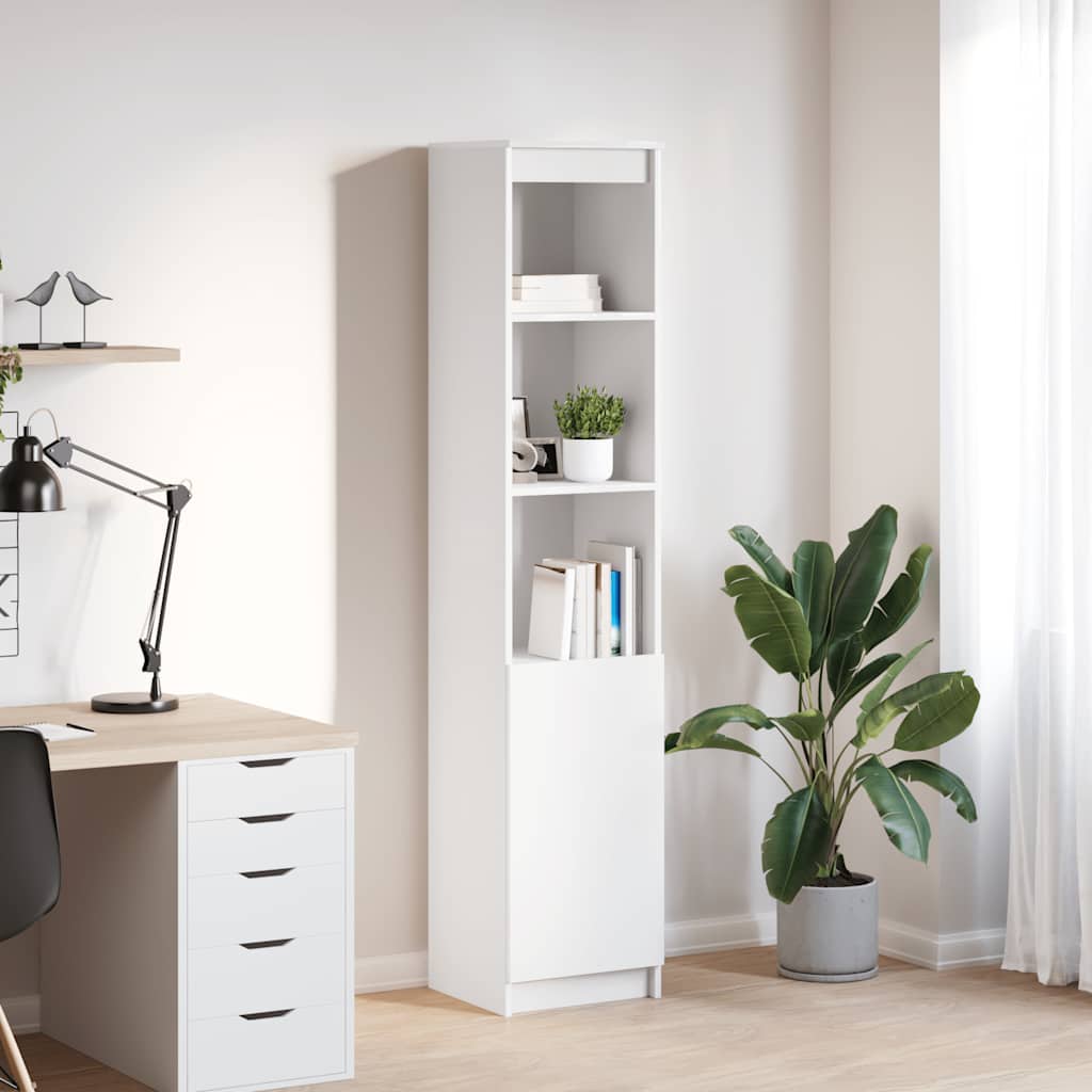 Credenza Bianca 37,5x35x180 cm in Legno Multistrato