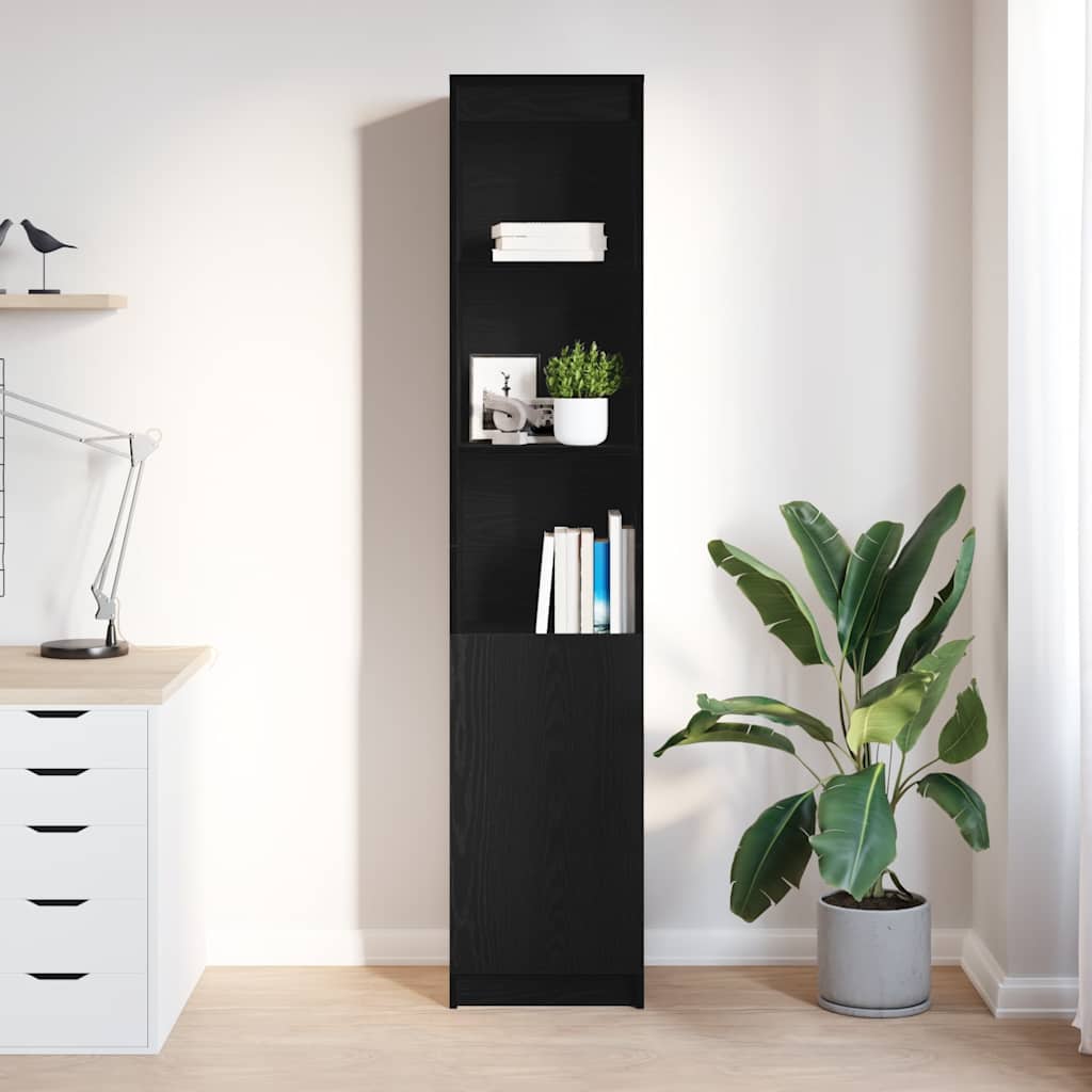 Credenza Rovere Nero 37,5x35x180 cm in Legno Multistrato