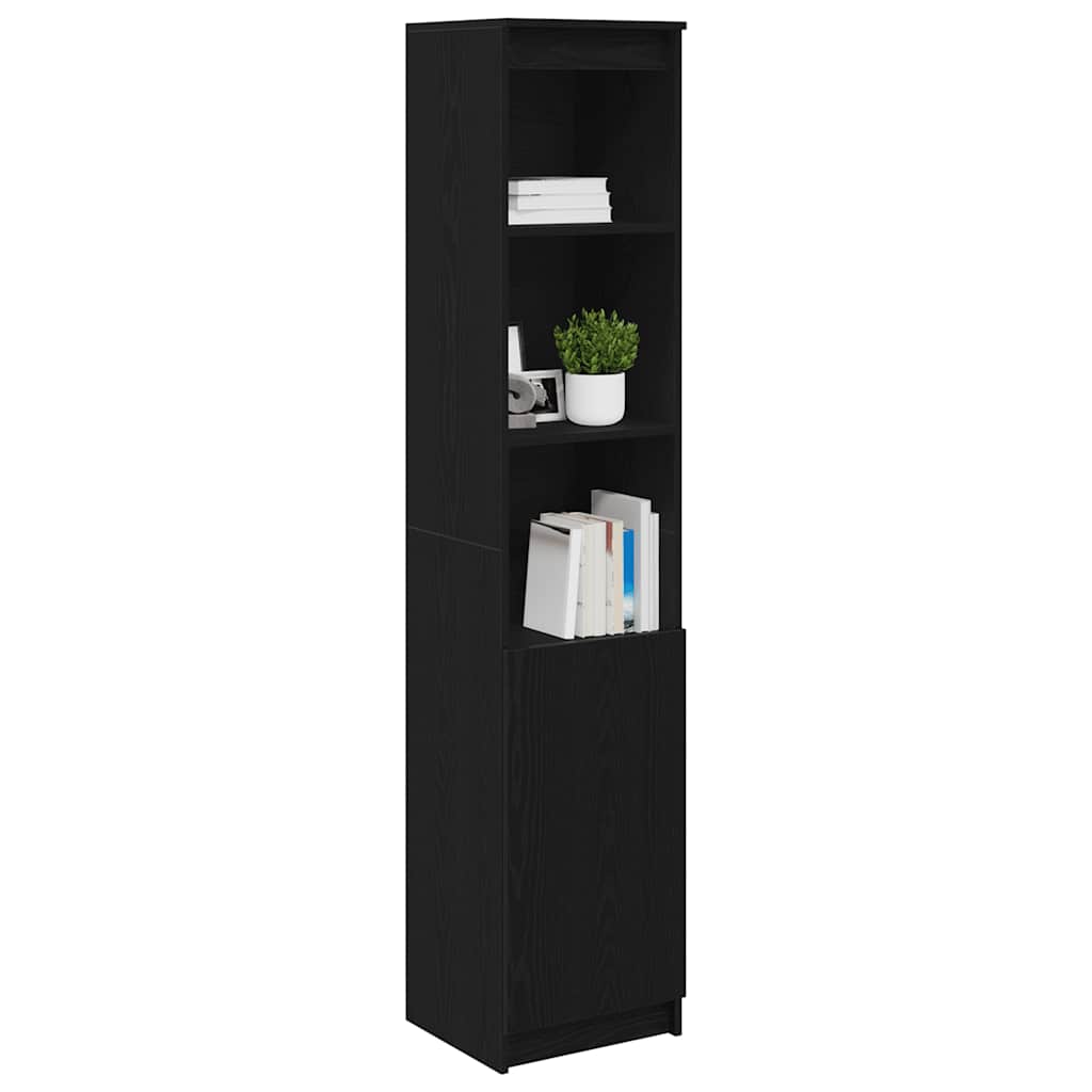 Credenza Rovere Nero 37,5x35x180 cm in Legno Multistrato