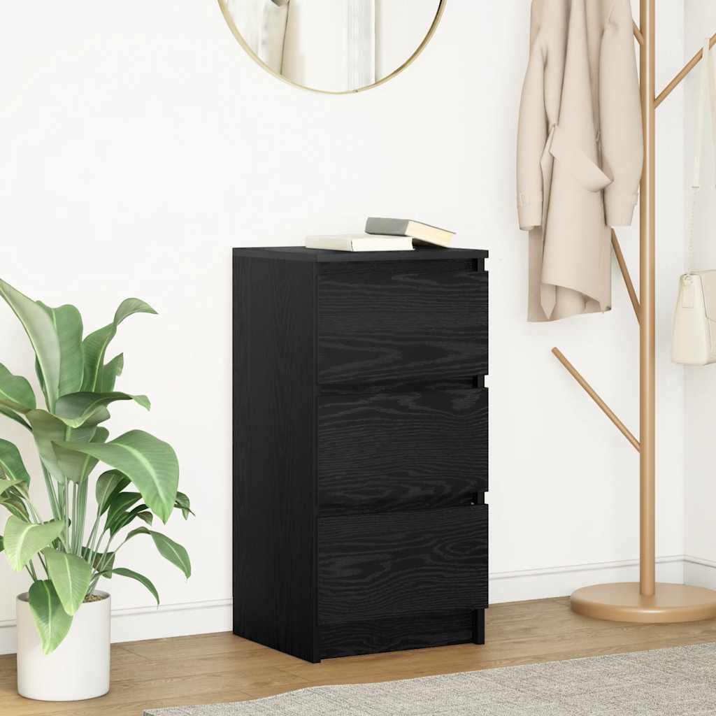 Credenza Rovere Nero 37,5x35x76 cm in Legno Multistrato