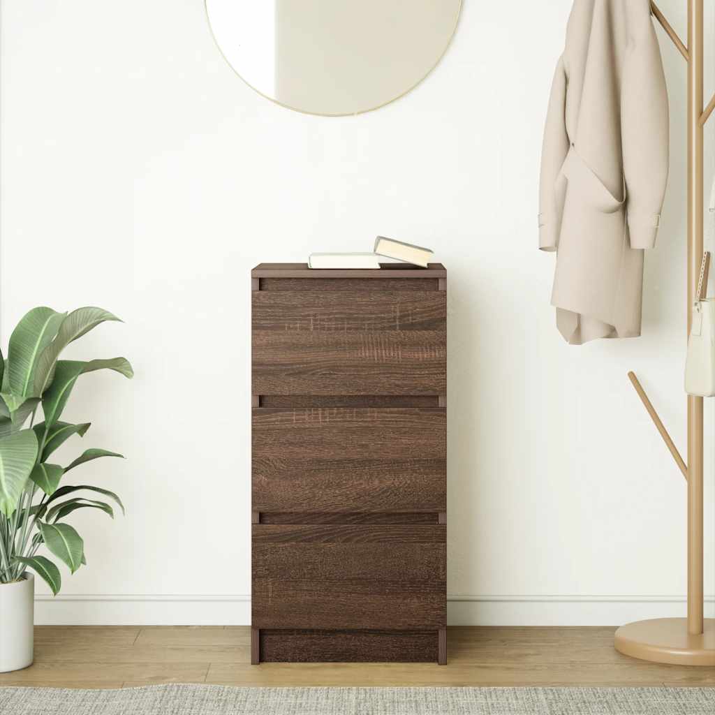 Credenza Rovere Marrone 37,5x35x76 cm in Legno Multistrato