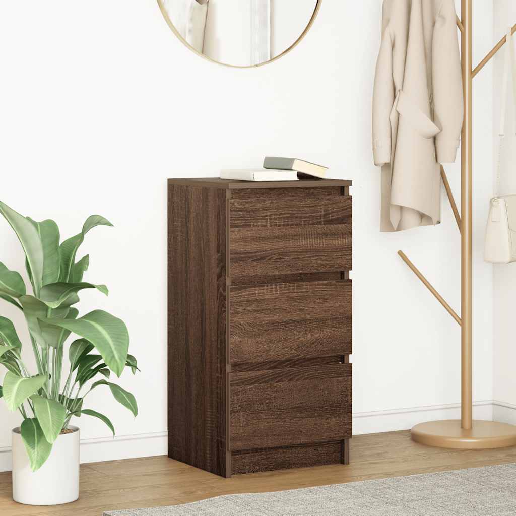 Credenza Rovere Marrone 37,5x35x76 cm in Legno Multistrato