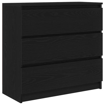 Credenza Rovere Nero 80x35x76 cm in Legno Multistrato