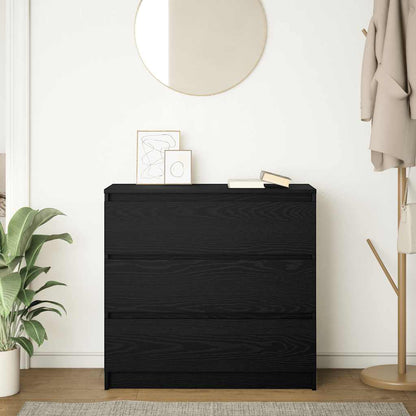 Credenza Rovere Nero 80x35x76 cm in Legno Multistrato