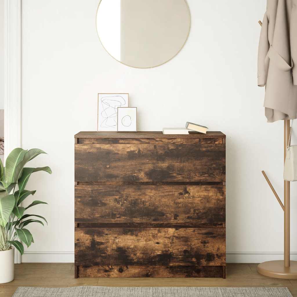 Credenza Rovere Fumo 80x35x76 cm in Legno Multistrato