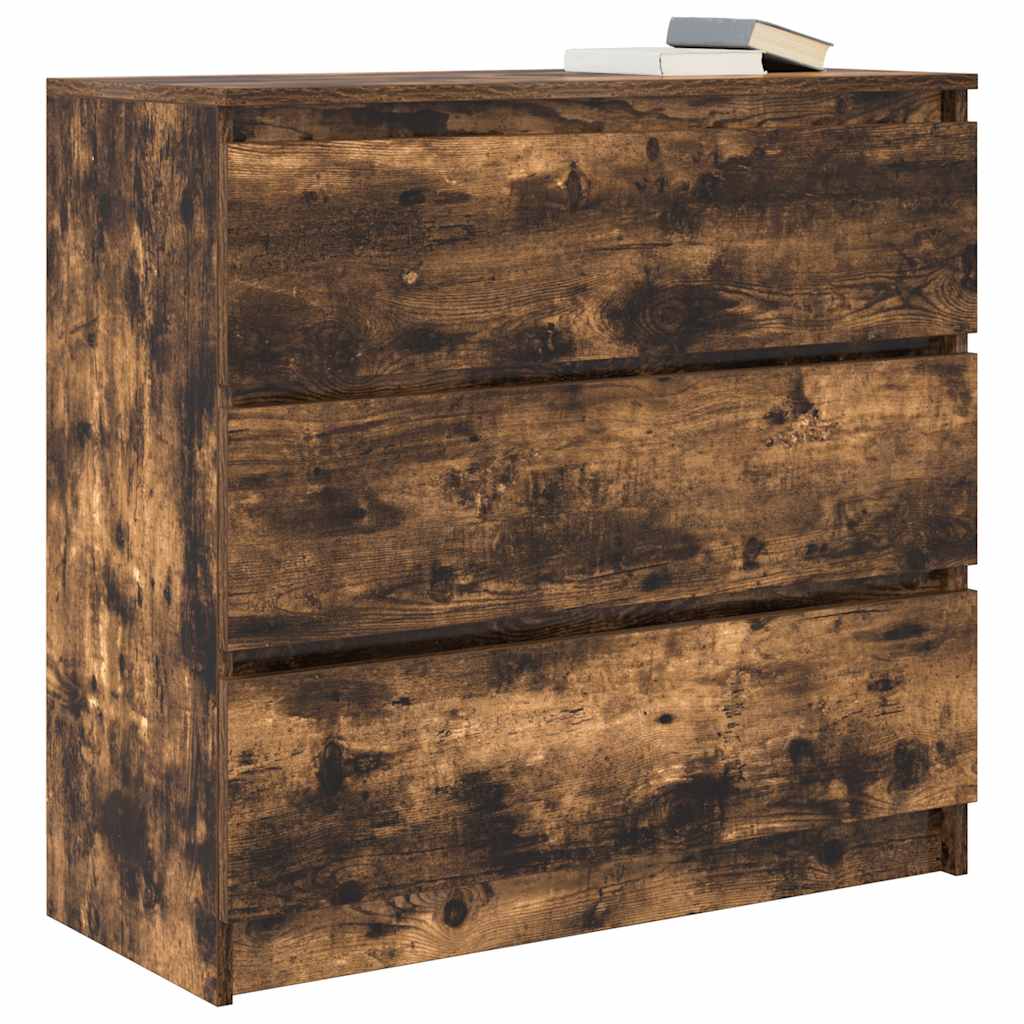 Credenza Rovere Fumo 80x35x76 cm in Legno Multistrato