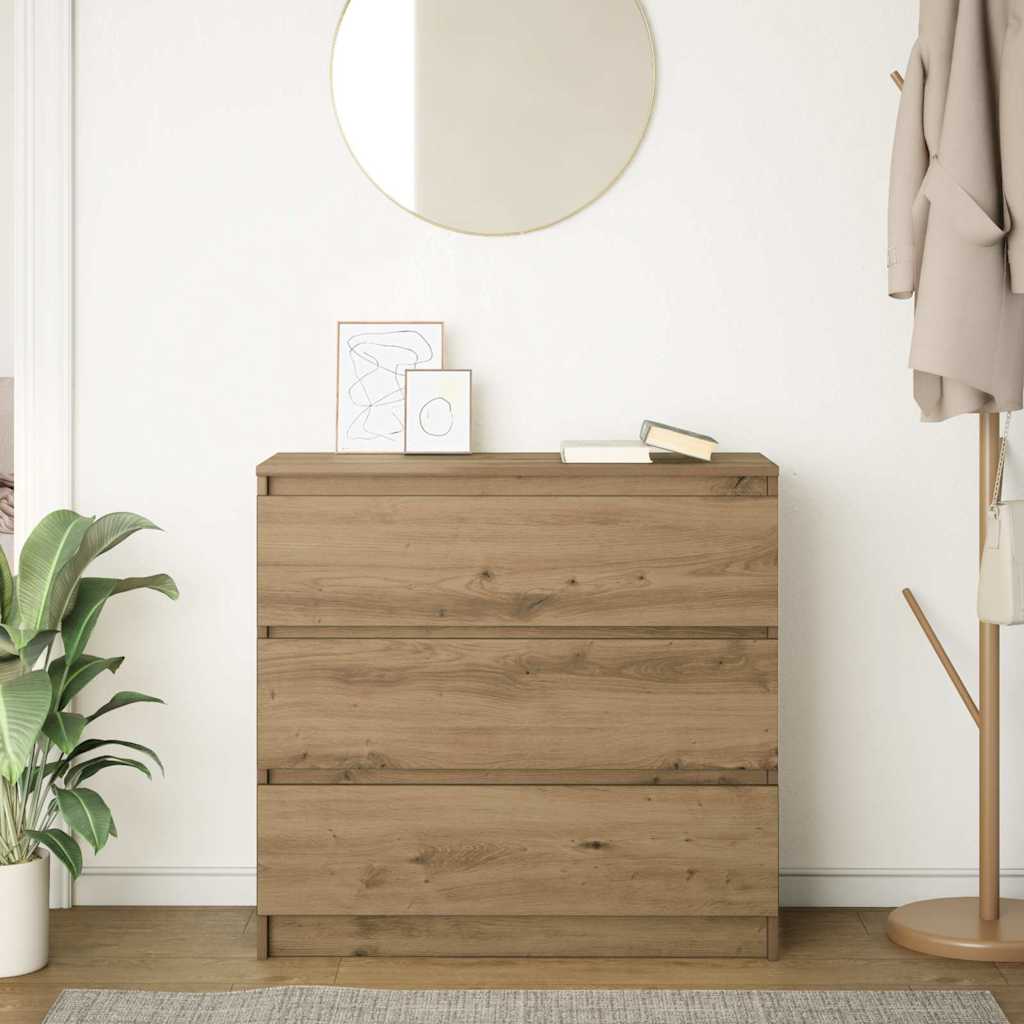 Credenza Rovere Artigianale 80x35x76 cm in Legno Multistrato