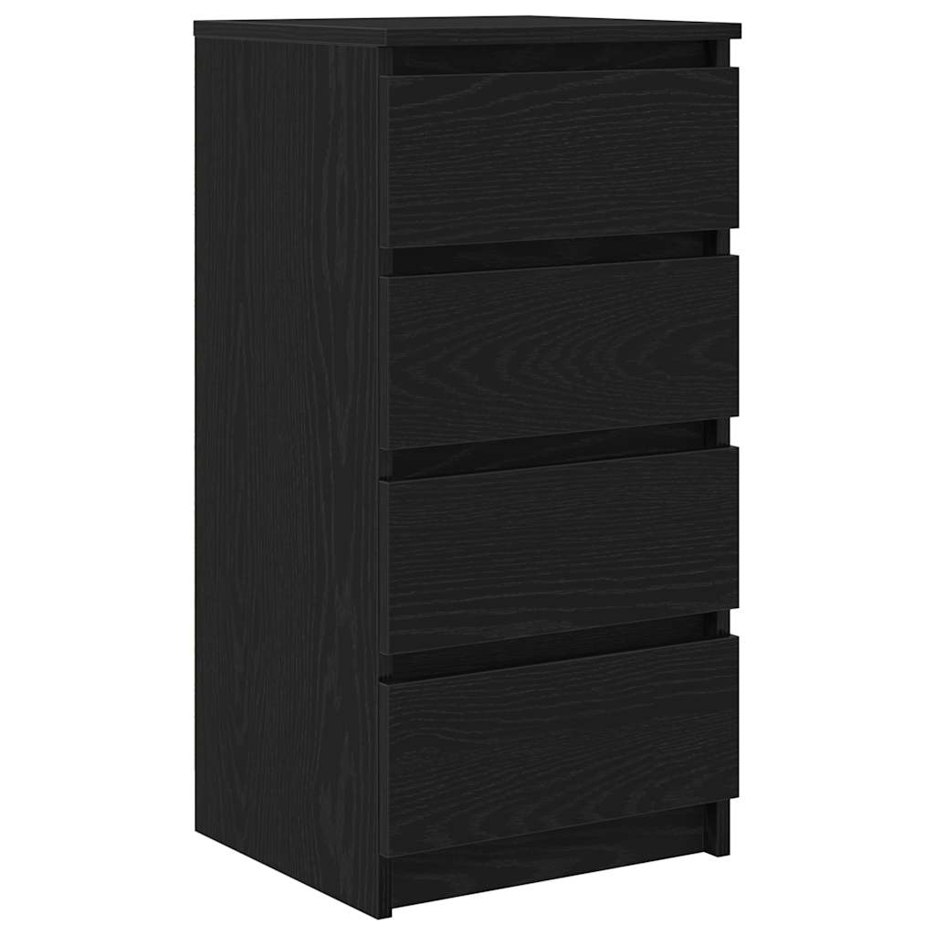 Credenza Rovere Nero 37,5x35x76 cm in Legno Multistrato