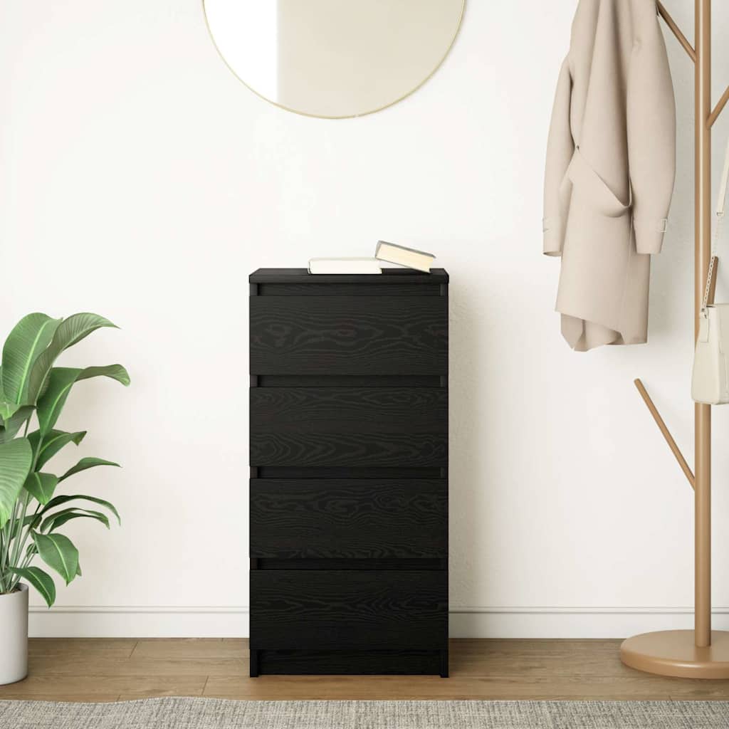 Credenza Rovere Nero 37,5x35x76 cm in Legno Multistrato