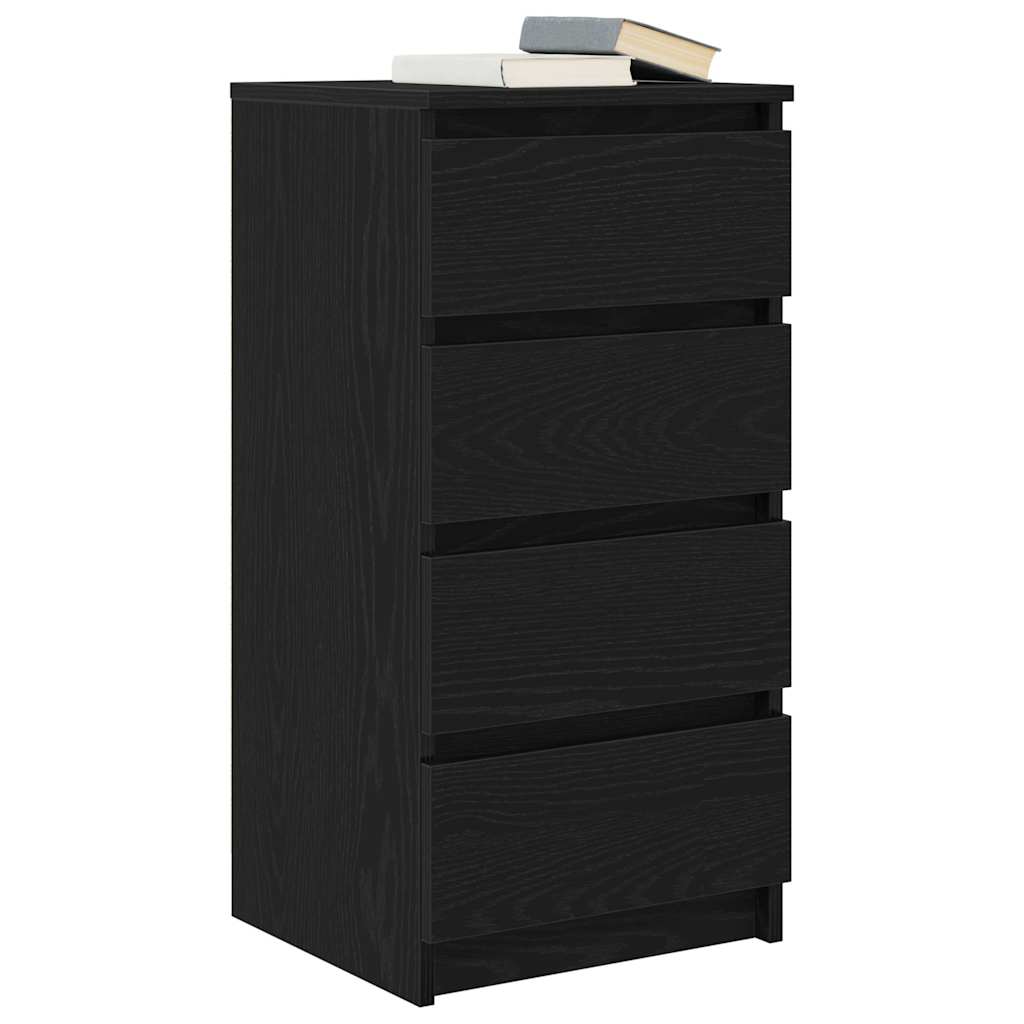 Credenza Rovere Nero 37,5x35x76 cm in Legno Multistrato