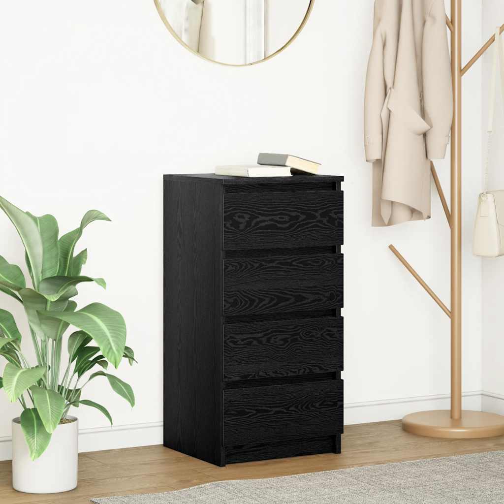 Credenza Rovere Nero 37,5x35x76 cm in Legno Multistrato