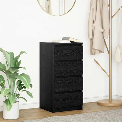Credenza Rovere Nero 37,5x35x76 cm in Legno Multistrato