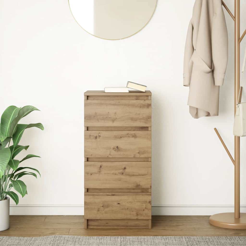 Credenza Rovere Artigianale 37,5x35x76 cm in Legno Multistrato