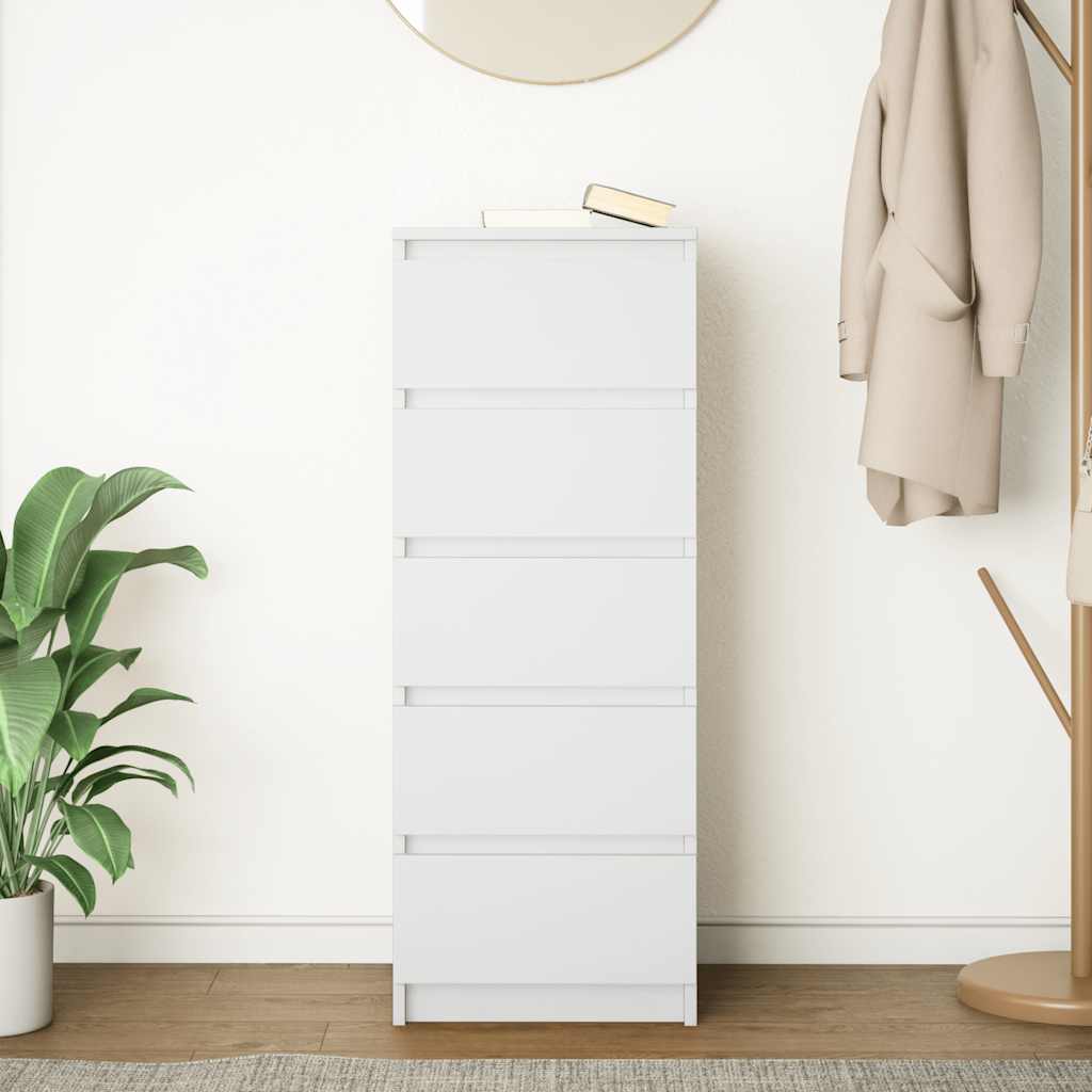 Credenza con Cassetti Bianco 37,5x35x99 cm in Legno Multistrato