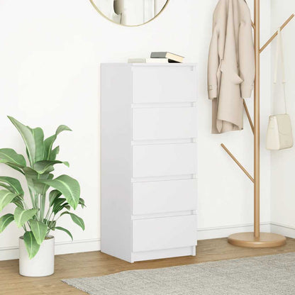 Credenza con Cassetti Bianco 37,5x35x99 cm in Legno Multistrato