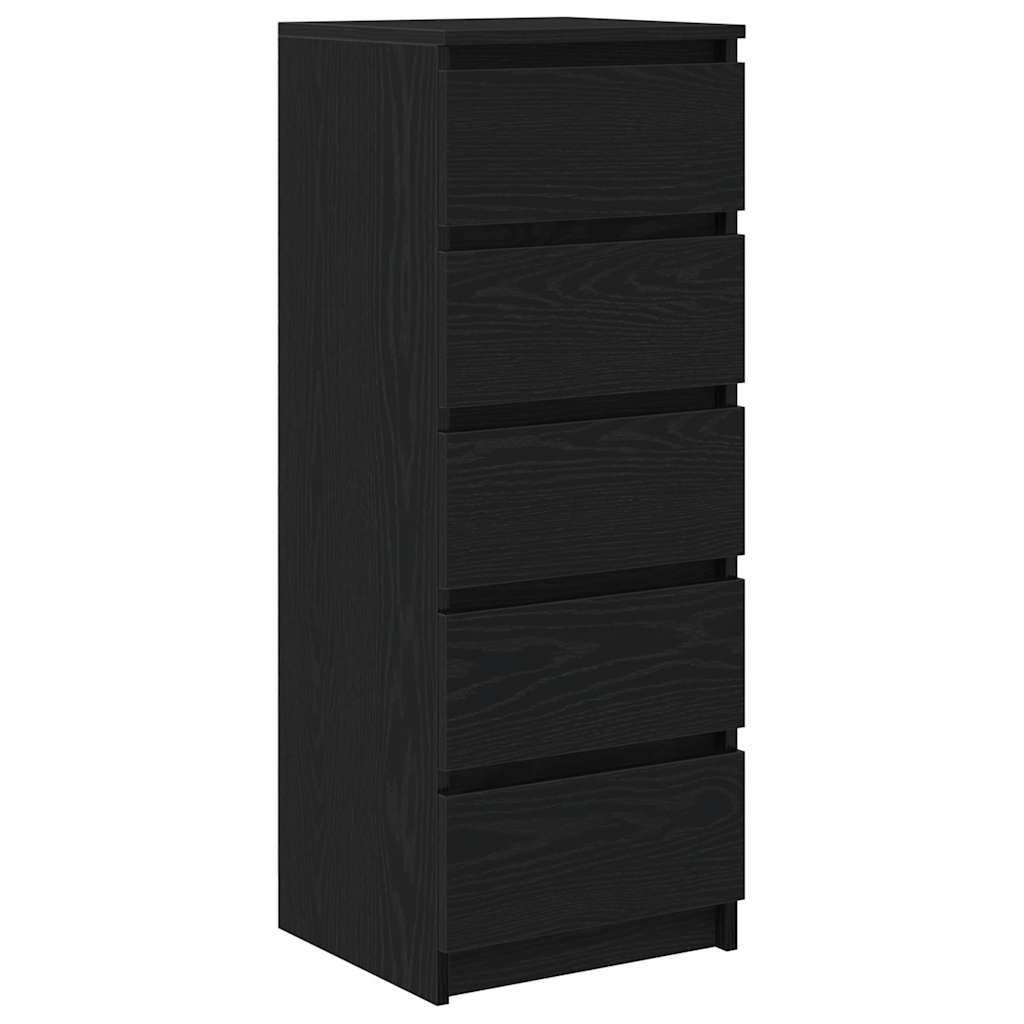 Credenza con Cassetti Rovere Nero 37,5x35x99 cm Truciolato