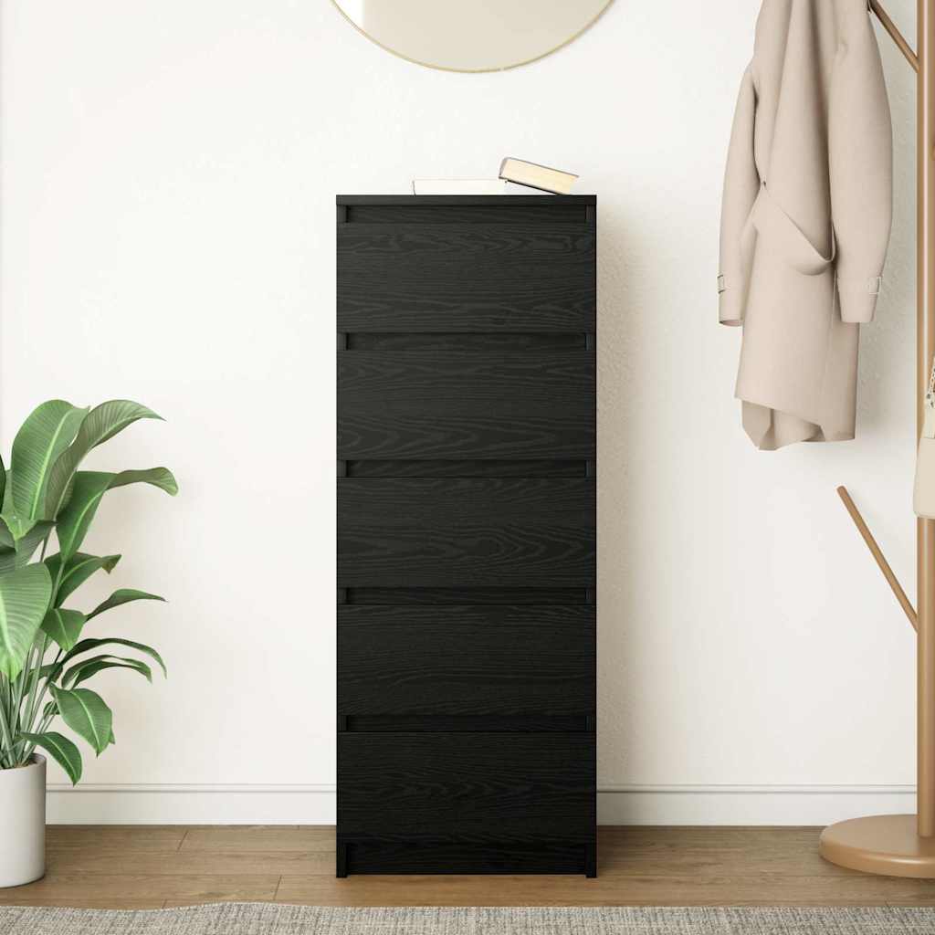 Credenza con Cassetti Rovere Nero 37,5x35x99 cm Truciolato