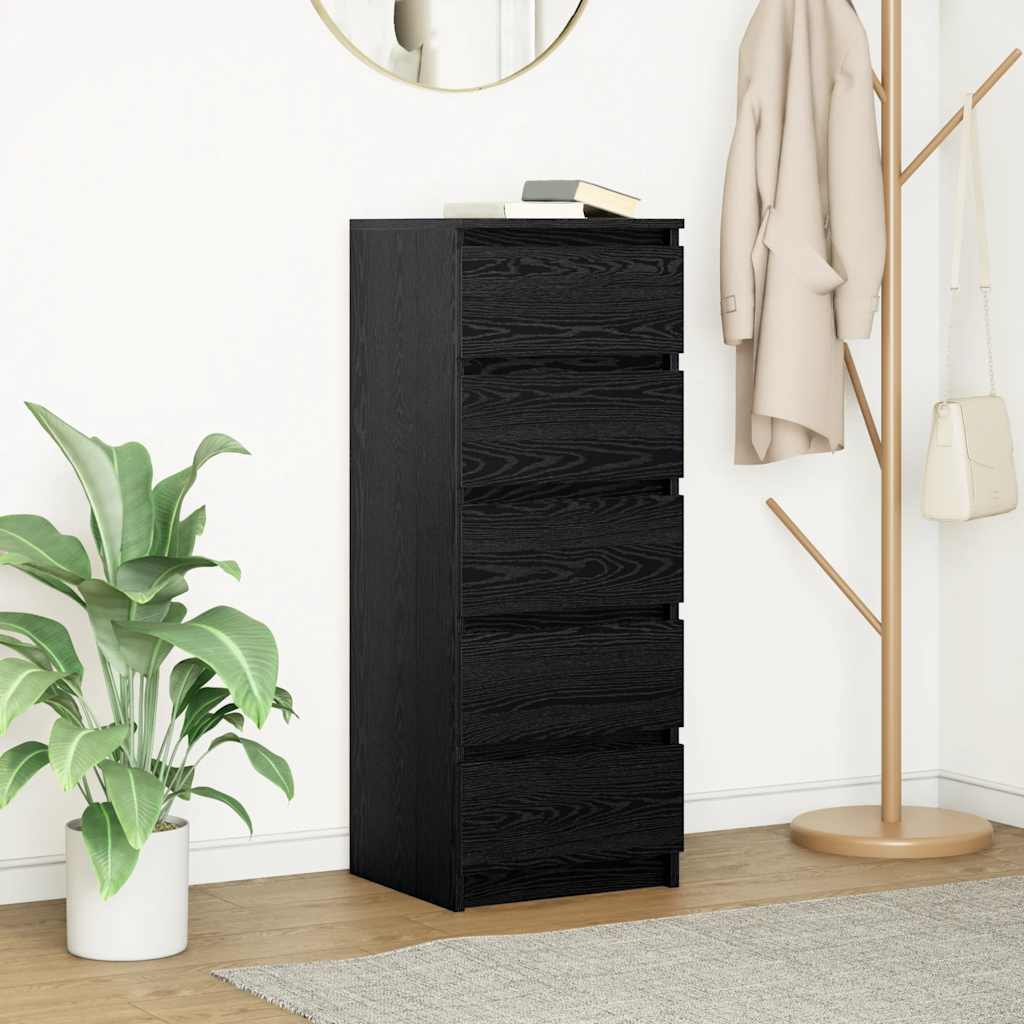Credenza con Cassetti Rovere Nero 37,5x35x99 cm Truciolato