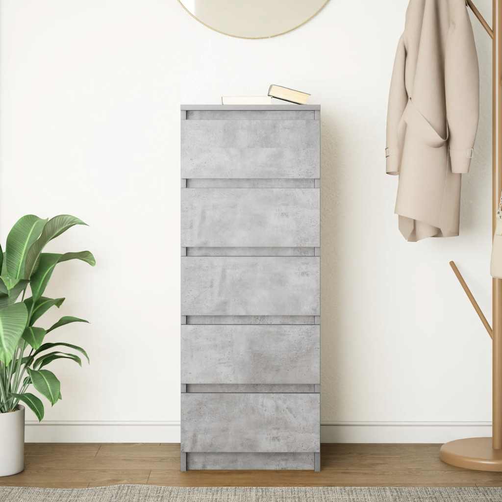 Credenza con Cassetti Grigio Cemento 37,5x35x99cm in Truciolato