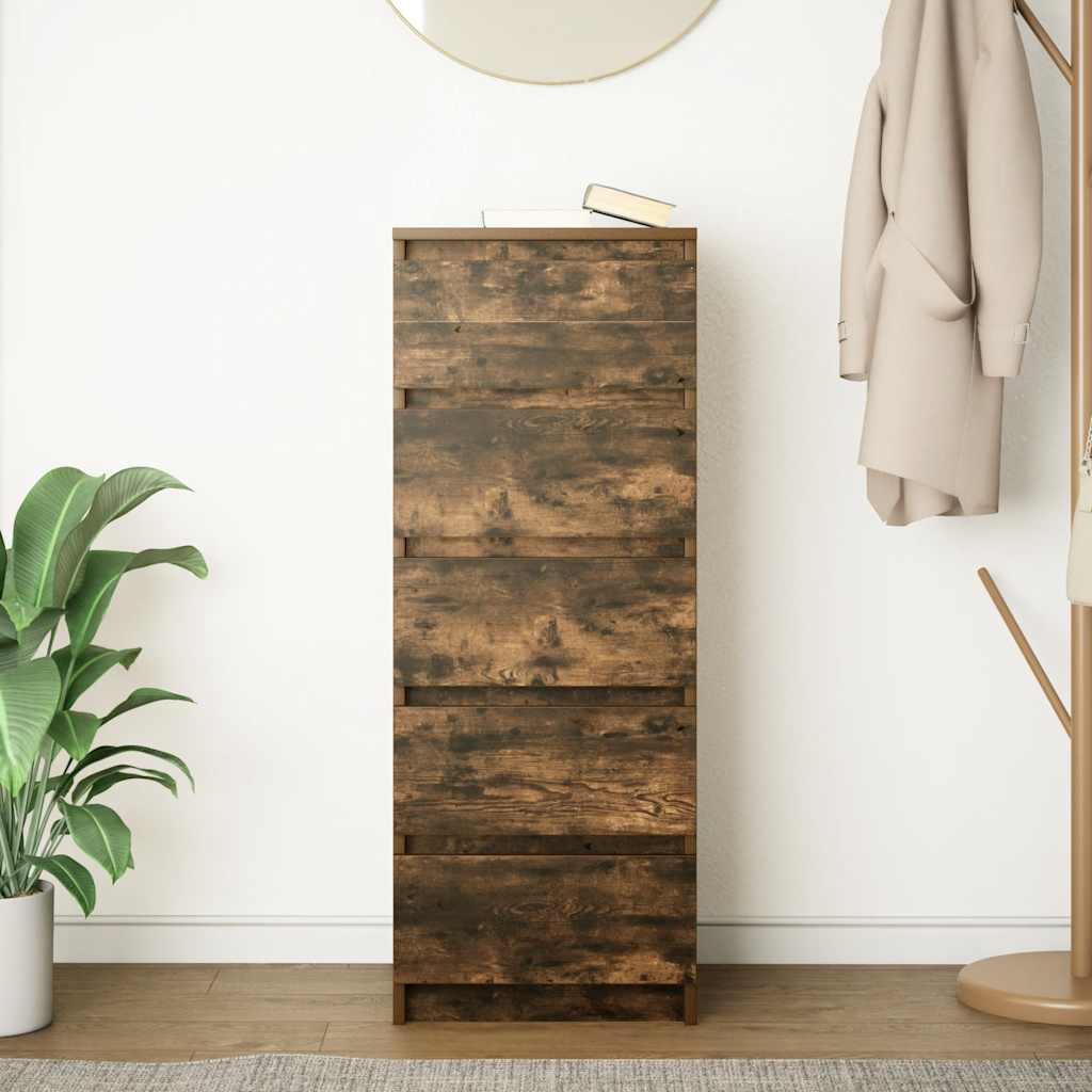 Credenza con Cassetti Rovere Fumo 37,5x35x99 cm in Truciolato