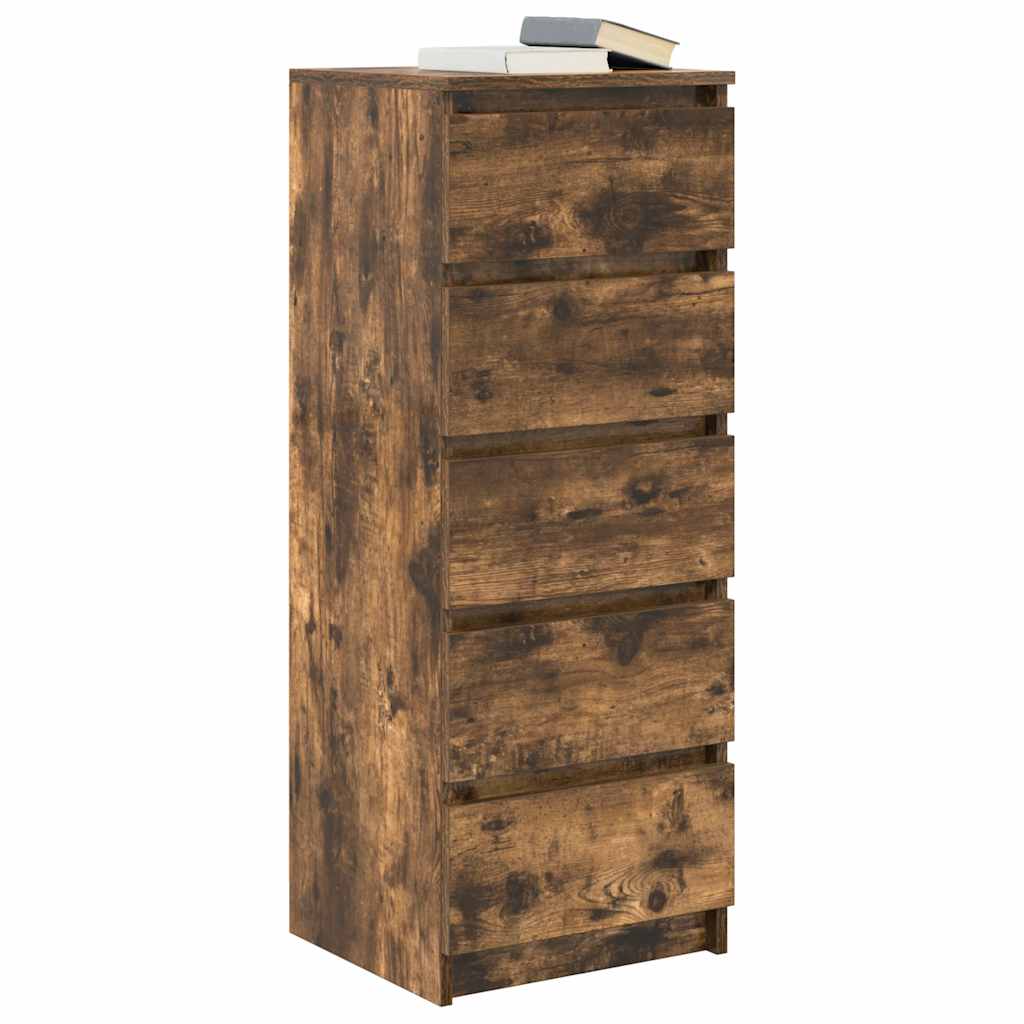 Credenza con Cassetti Rovere Fumo 37,5x35x99 cm in Truciolato