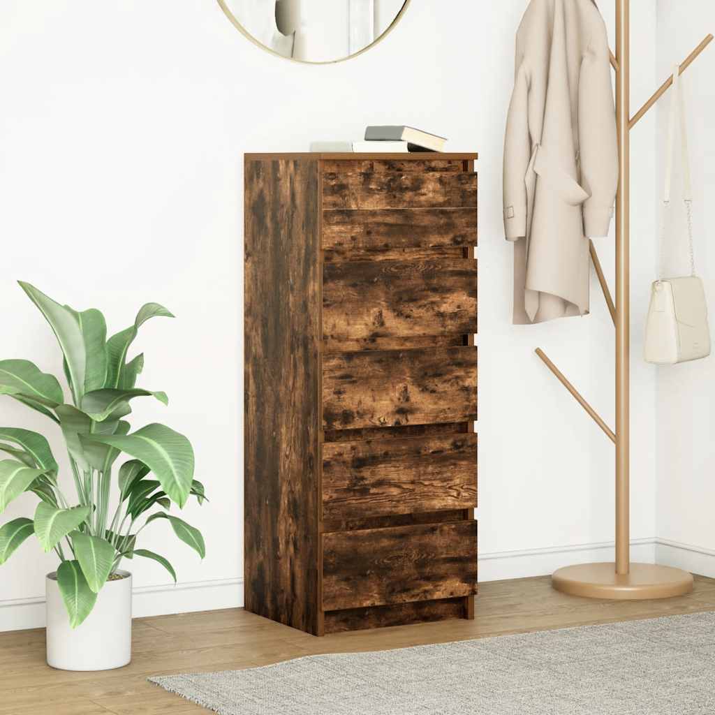 Credenza con Cassetti Rovere Fumo 37,5x35x99 cm in Truciolato